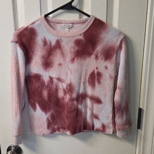 Self Esteem Pink and Red Tie-Dye Crop Top